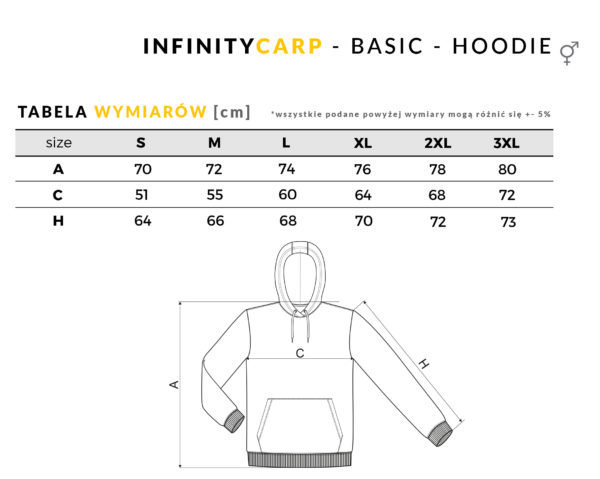 tabela rozmiarów infinitycarp bluzy karpiowe