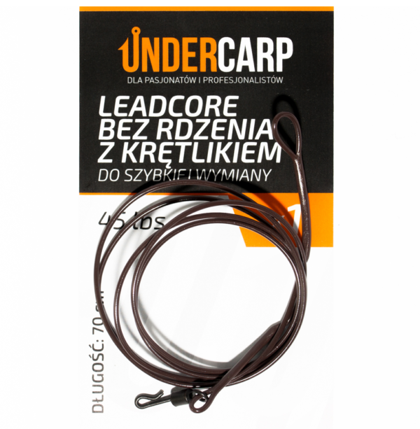 Leadcore bez rdzenia z krętlikiem do szybkiej wymiany 45 lbs / 70 cm – brązowy wędkarski
