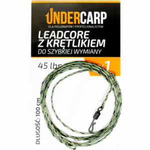 Leadcore z krętlikiem do szybkiej wymiany 45 lbs / 100 cm zielony wędkarski