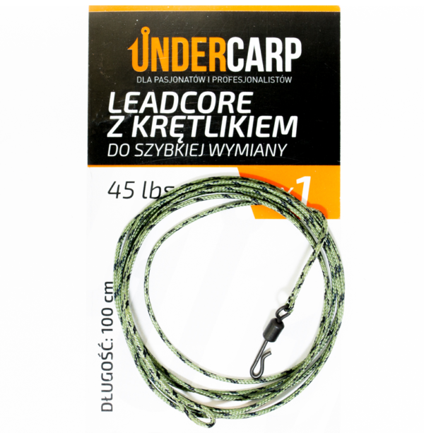 Leadcore z krętlikiem do szybkiej wymiany 45 lbs / 100 cm zielony wędkarski