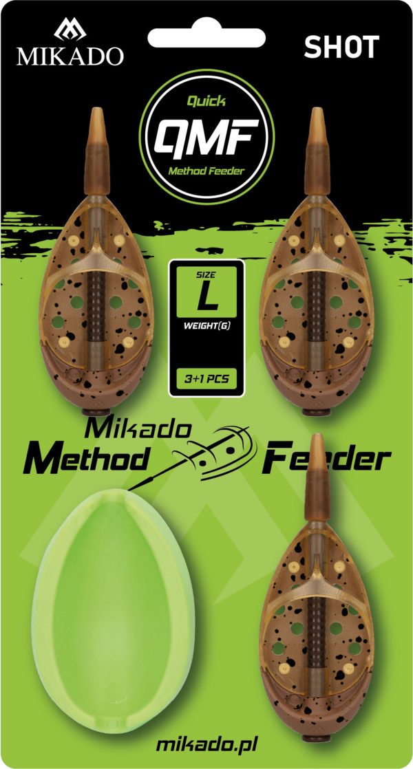 Sklep z Mikado Śląsk - KOSZYCZEK - METHOD FEEDER SHOT Q.M.F. SET L - 3x20g + FOREMKA - op.1kpl.