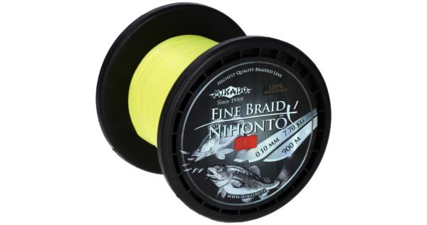 Sklep z Mikado Śląsk - PLECIONKA - NIHONTO FINE BRAID - 0.10mm/7.7kg/900m - FLUO ŻÓŁTA - op.1szp.