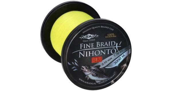 Sklep z Mikado Śląsk - PLECIONKA - NIHONTO FINE BRAID - 0.14mm/9.7kg/3000m - FLUO ŻÓŁTA - op.1szp.