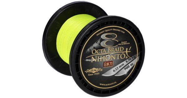 Sklep z Mikado Śląsk - PLECIONKA - NIHONTO OCTA BRAID - 0.14mm/10.15kg/900m - FLUO ŻÓŁTA - op.1szp.