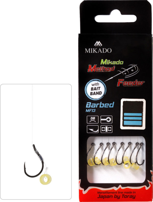 Sklep z Mikado Śląsk - PRZYPON METHOD FEEDER - Z GUMKĄ - hak z zadziorem nr 8 / żyłka: 0.23mm/10cm - op.8szt.