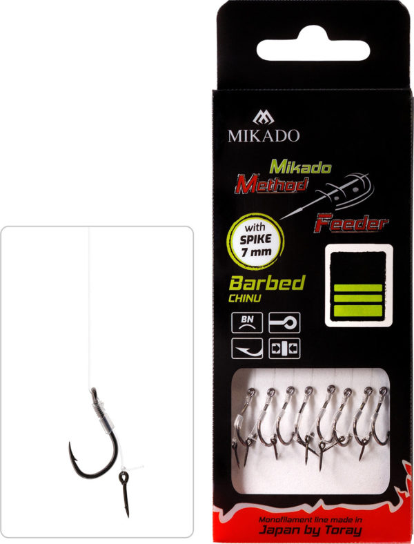 Sklep z Mikado Śląsk - PRZYPON METHOD FEEDER - Z IGŁĄ - hak z zadziorem nr 10 / żyłka: 0.23mm/10cm - op.8szt.