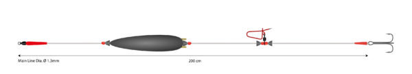 Sklep z Mikado Śląsk - ZESTAW - SUMOWY - SET II - ADJUSTABLE COMBI RIG WITH RATTLE 10g/200cm/100kg - kotwica: 2/0 - op.1szt