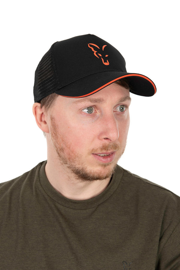 Fox Collection Trucker Cap Black & Orange Clothing