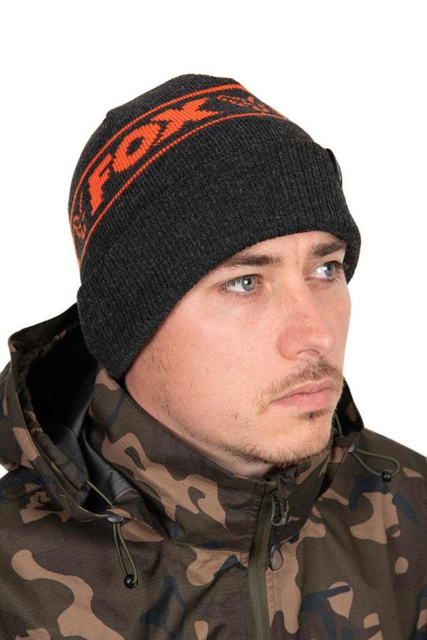 Fox Collection Beanie Hat - Black & Orange Clothing