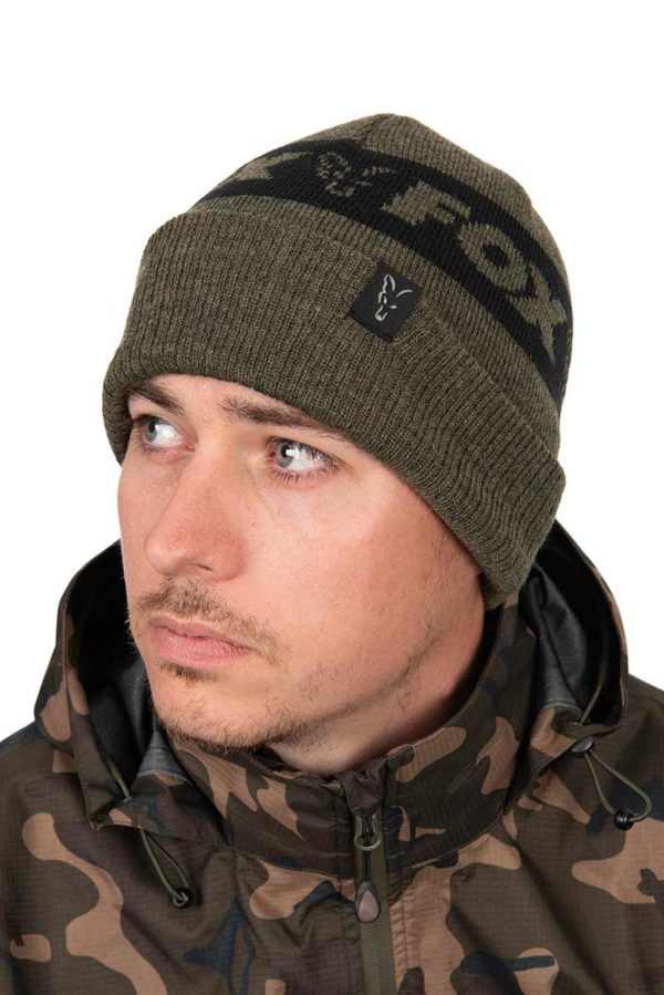 Fox Collection Beanie Hat - Green & Black Clothing