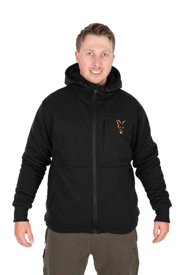 Fox Collection Sherpa Jacket Black & Orange Clothing