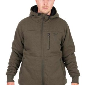 Fox Collection Sherpa Jacket Green & Black Clothing