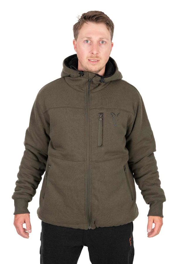 Fox Collection Sherpa Jacket Green & Black Clothing