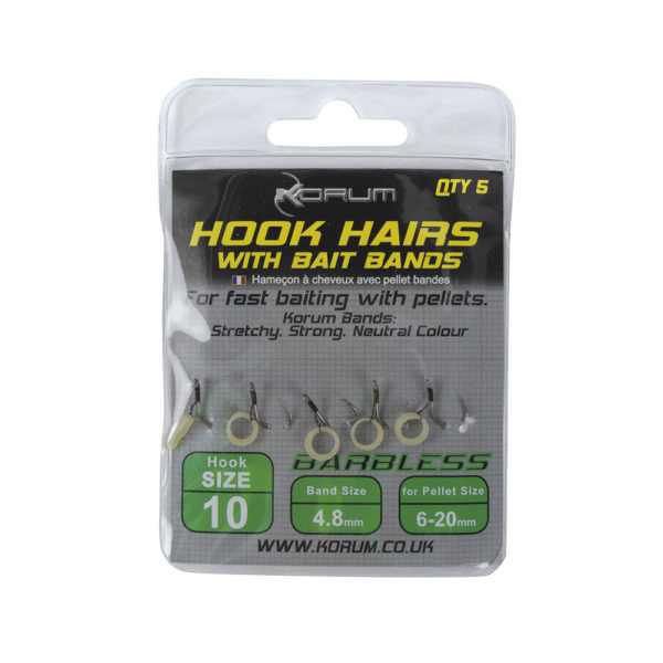 Korum Hook Hairs With Bait Bands Size 10 KHHBB/10