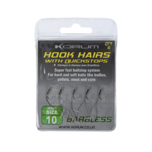 Korum Hook Hairs With Quickstops Size 6 KHHQ/6