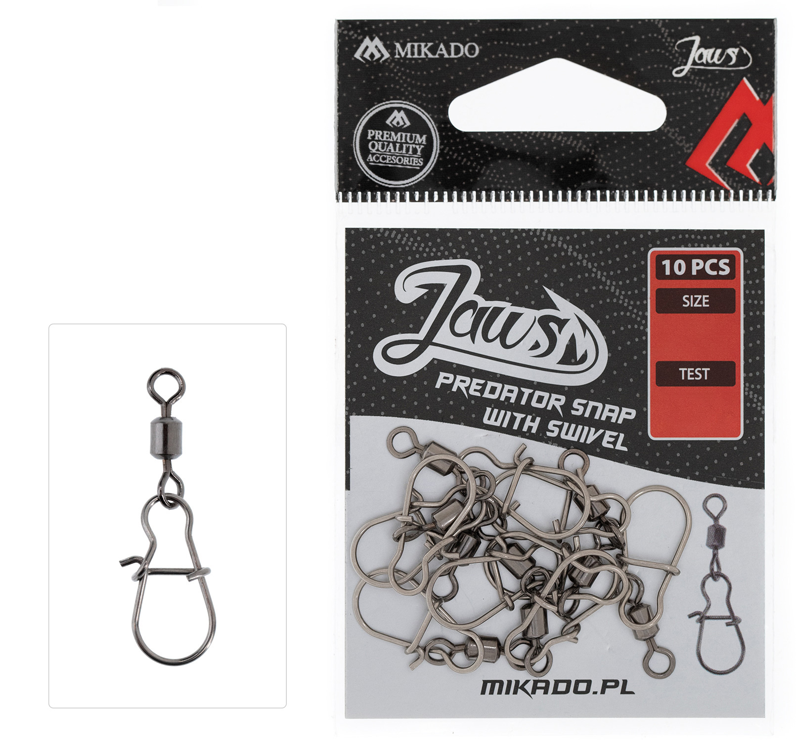 Sklep z Mikado Śląsk - AGRAFKA - Z KRĘTLIKIEM JAWS PREDATOR SNAP rozm. XXL - op.10szt.