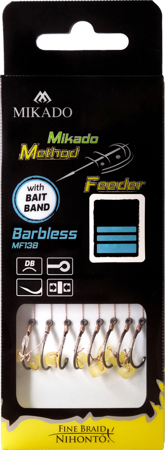 PRZYPON MF - Z GUMKĄ - hak bez zadziora nr 4 / plecionka: 0.16mm/10cm - op.8szt.