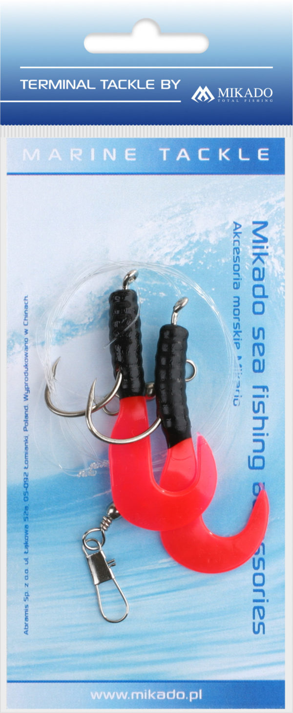 Mikado wędkarstwo - ZESTAW MORSKI - PILK D-TWIST RIG 5.5cm - hak: 2x4/0 - CZARNO CZERWONY - op.1kpl.