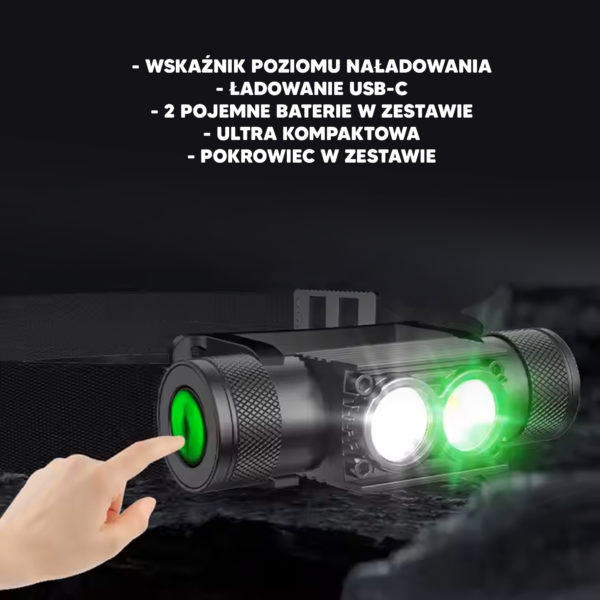 PRIME TACKLE - Headlamp ULTRA GREEN - Latarka karpiowa HI-END latarka