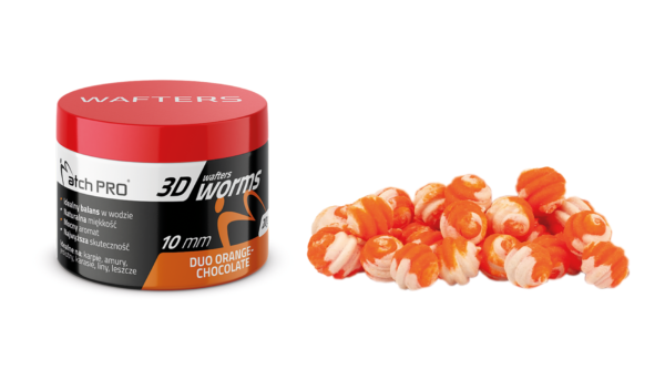 3D WORMS WAFTERS DUO ORANGE-CHOCOLATE 10mm 20g MatchPro Przynęty do Methody / Karpiowe