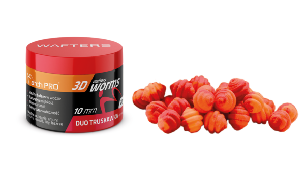 3D WORMS WAFTERS DUO STRAWBERRY 10mm 20g MatchPro Przynęty do Methody / Karpiowe