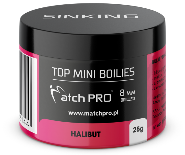 TOP BOILIES Kulki HALIBUT 8mm / 25g MatchPro Przynęty do Methody / Karpiowe