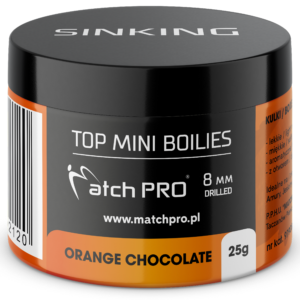 TOP BOILIES Kulki ORANGE CHOCOLATE 8mm/25g MatchPro Przynęty do Methody / Karpiowe