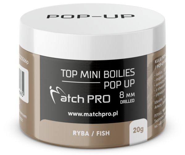 TOP BOILIES Kulki POP UP FISH 8mm / 20g MatchPro Przynęty do Methody / Karpiowe