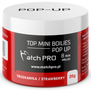 TOP BOILIES Kulki POP UP STRAWBERRY 8/20g MatchPro Przynęty do Methody / Karpiowe