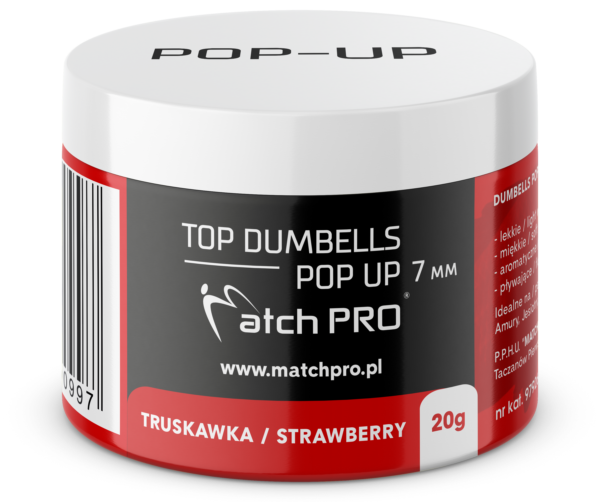 TOP DUMBELLS POP-UP STRAWBERRY 7mm / 20g MatchPro Przynęty do Methody / Karpiowe