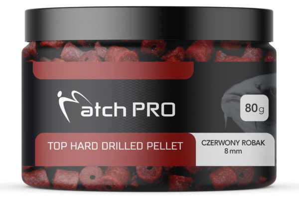 TOP HARD CZERWONY ROBAK 12mm DRILLED Pellet MatchPro  80g Przynęty do Methody / Karpiowe