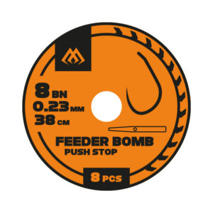 Sklep z Mikado Śląsk - PRZYPON FEEDER BOMB - Z PUSH STOPEM - hak bez zadziora nr 6 / żyłka: 0.25mm/38cm - op.8szt.