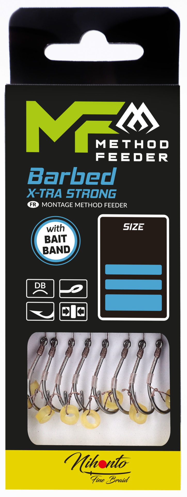 PRZYPON MF - Z GUMKĄ - hak z zadziorem nr 12 DB / plecionka: 0.12mm/10cm - op.8szt.