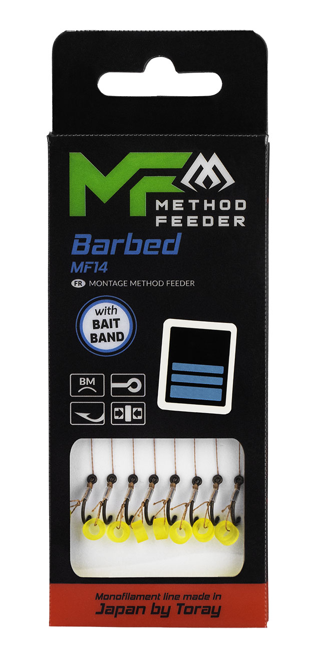 Sklep z Mikado Śląsk - PRZYPON MF - MF14 Z GUMKĄ - hak z zadziorem nr 10 / żyłka: 0.20mm/10cm - op.8szt.