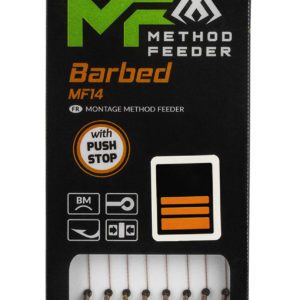 Sklep z Mikado Śląsk - PRZYPON MF - MF14 Z PUSH STOPEM - hak z zadziorem nr 4 / plecionka: 0.18mm/10cm - op.8szt.