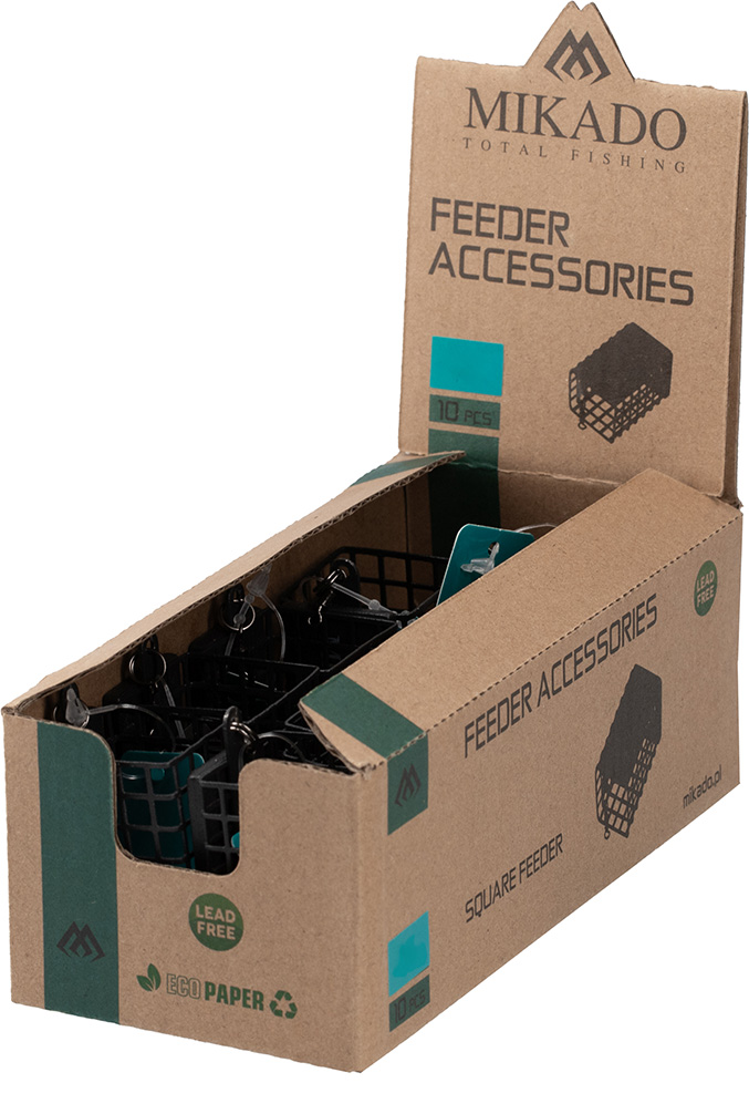 Mikado wędkarstwo - KOSZYCZEK ZANĘTOWY - KWADRATOWY Z DENKIEM - 180g - (30x30x55mm) - op.1szt.