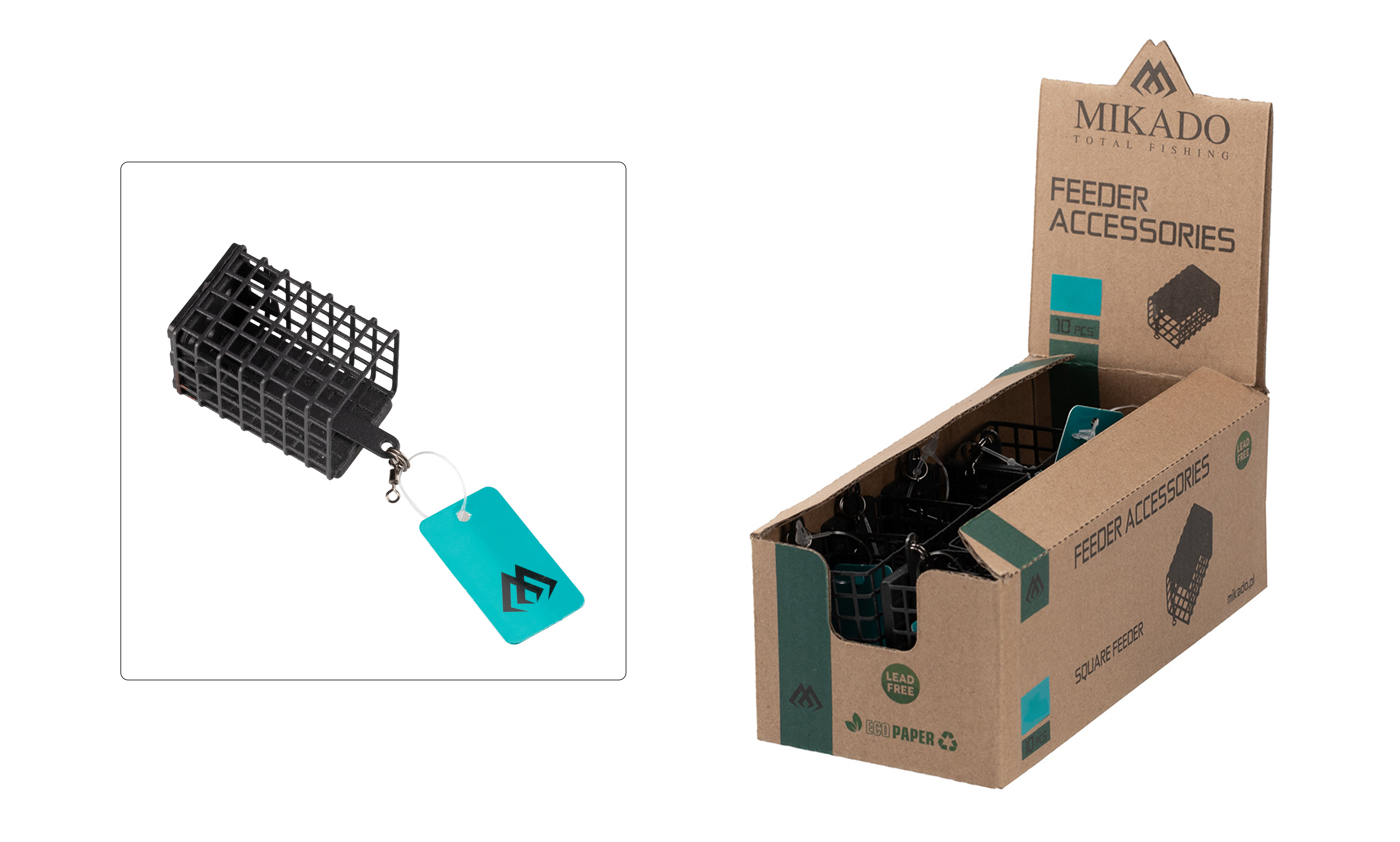 Sklep z Mikado Śląsk - KOSZYCZEK ZANĘTOWY - KWADRATOWY Z DENKIEM - 180g - (30x30x55mm) - op.1szt.