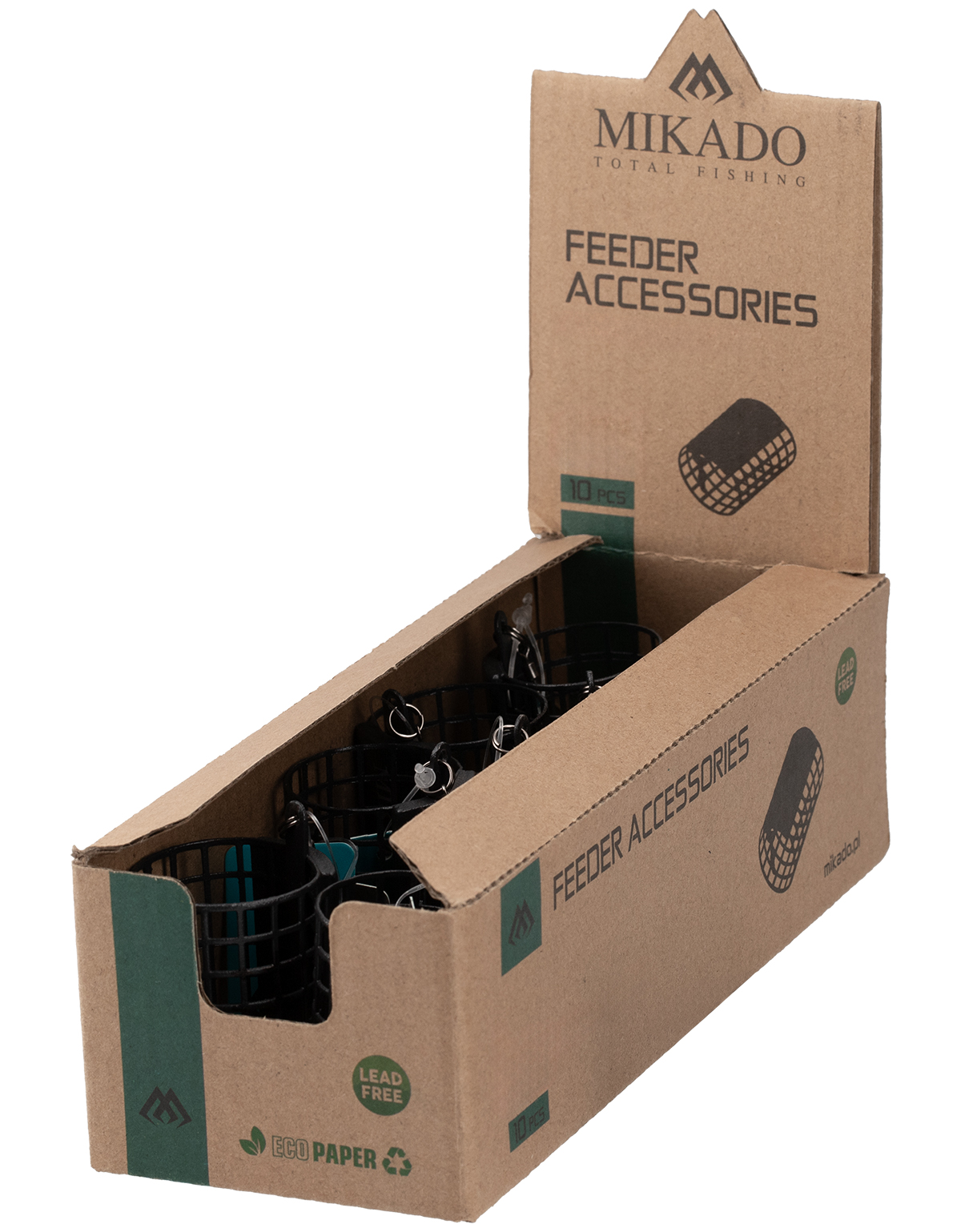 Mikado wędkarstwo - KOSZYCZEK ZANĘTOWY - OKRĄGŁY Z DENKIEM - 50g (32x44) - CZARNY - op.10szt.