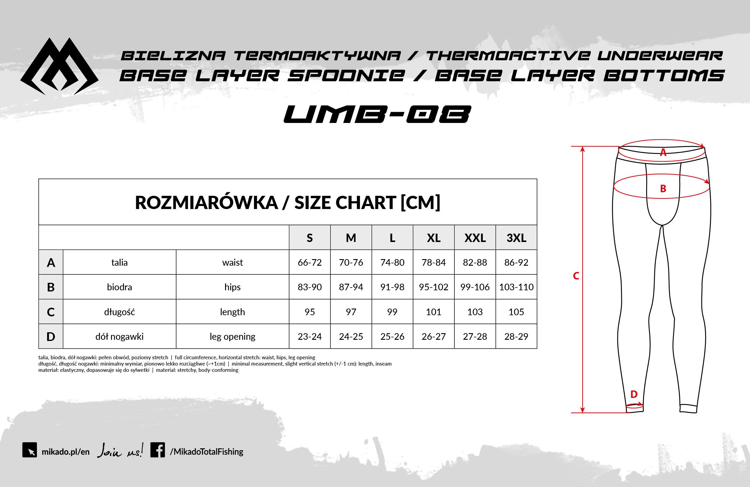 Mikado wędkarstwo - BIELIZNA TERMOAKTYWNA - BASE LAYER SPODNIE - rozm. XXL - op. 1szt.