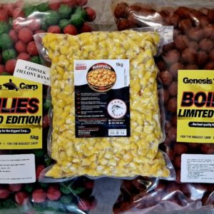 Genesis Carp GENESIS CARP CZOSNEK ZIELONY BANAN 35kg + OCHOTKA CHILLI 35kg 20mm+ Kukurydza gotowana 7kg GRATIS